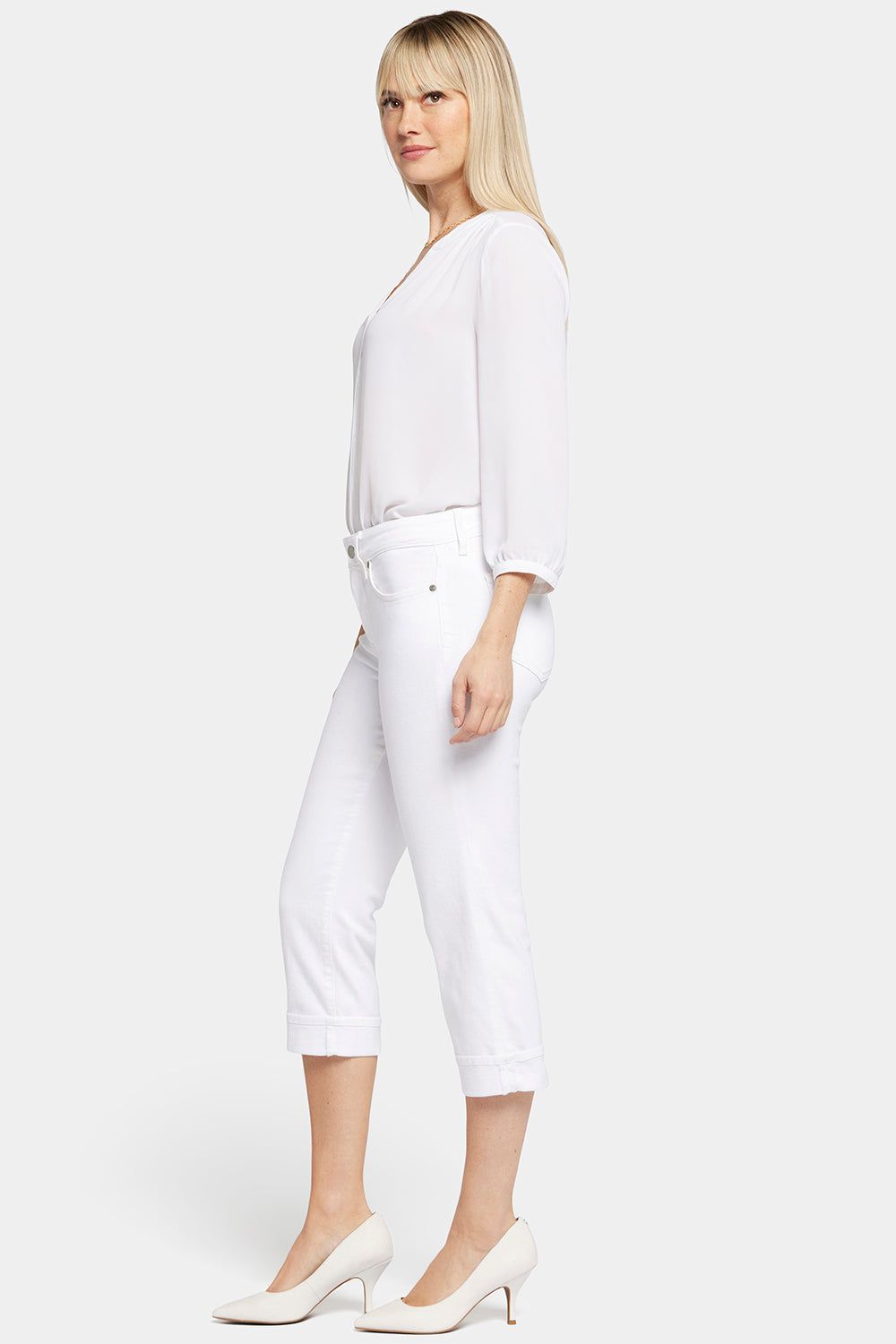 NYDJ Marilyn Straight Crop Jeans With Cuffs - Optic White