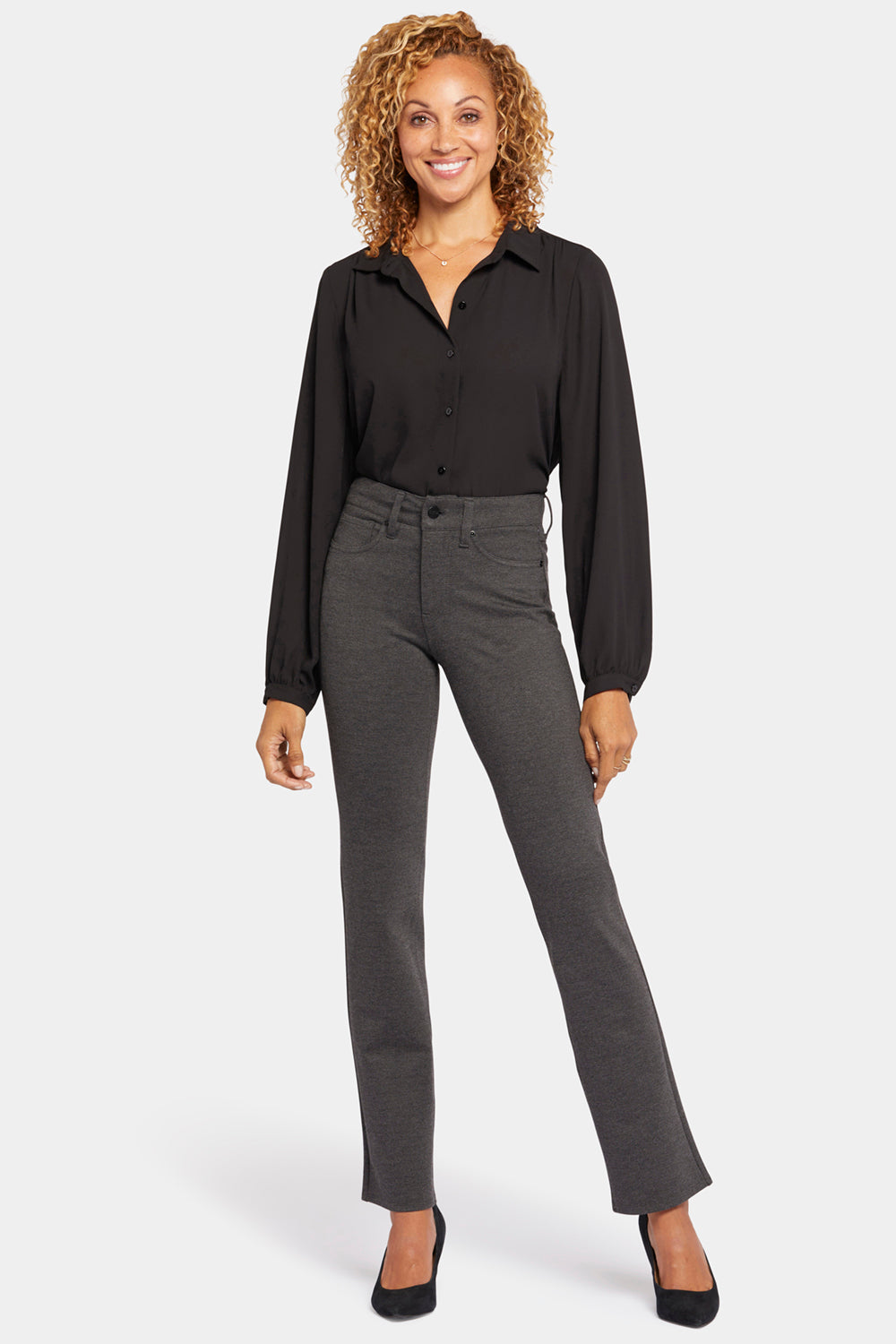NYDJ Marilyn Straight Pants Sculpt-Her™ Collection - Charcoal Heathered