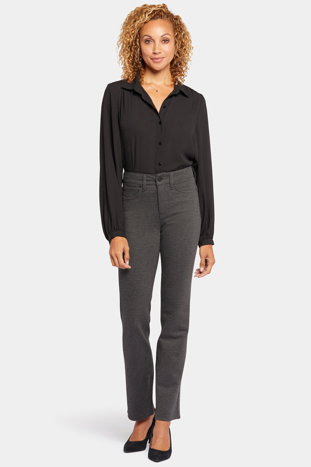 NYDJ Marilyn Straight Pants Sculpt-Her™ Collection - Charcoal Heathered