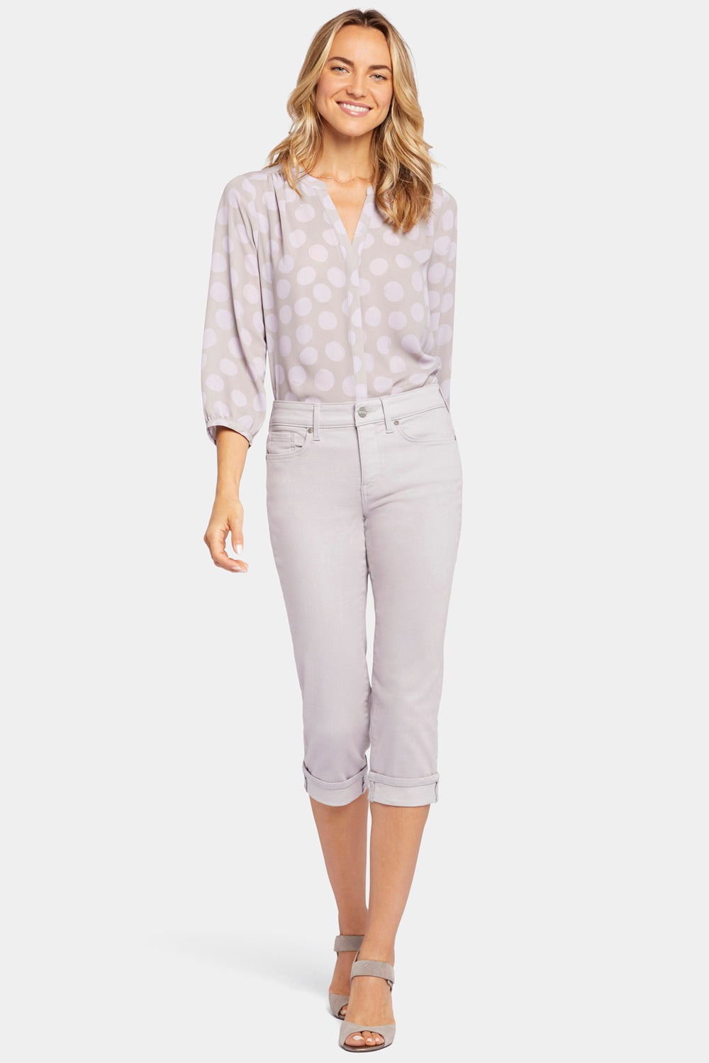 NYDJ Marilyn Straight Crop Jeans In Cool Embrace® Denim With Cuffs - Pearl Grey