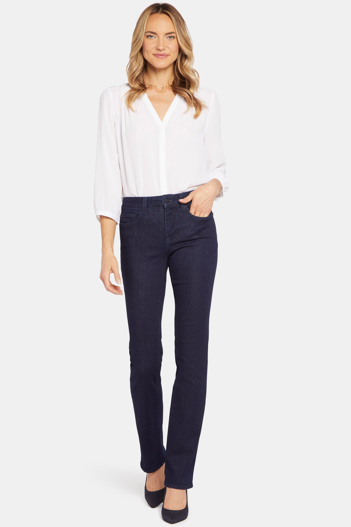 NYDJ Marilyn Straight Jeans With Short Inseam - Rinse