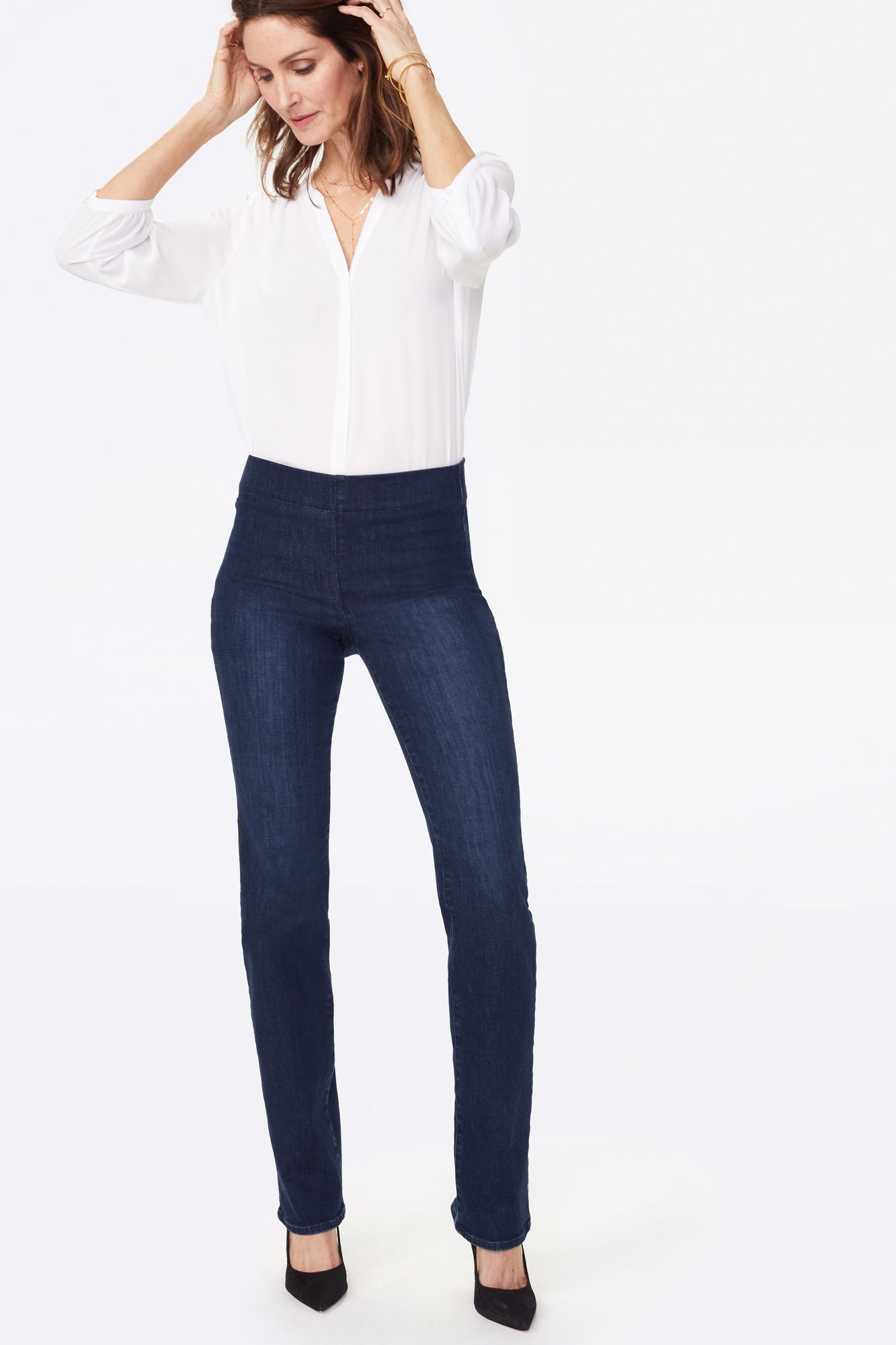 NYDJ Marilyn Straight Pull-On Jeans  - Clean Denslowe