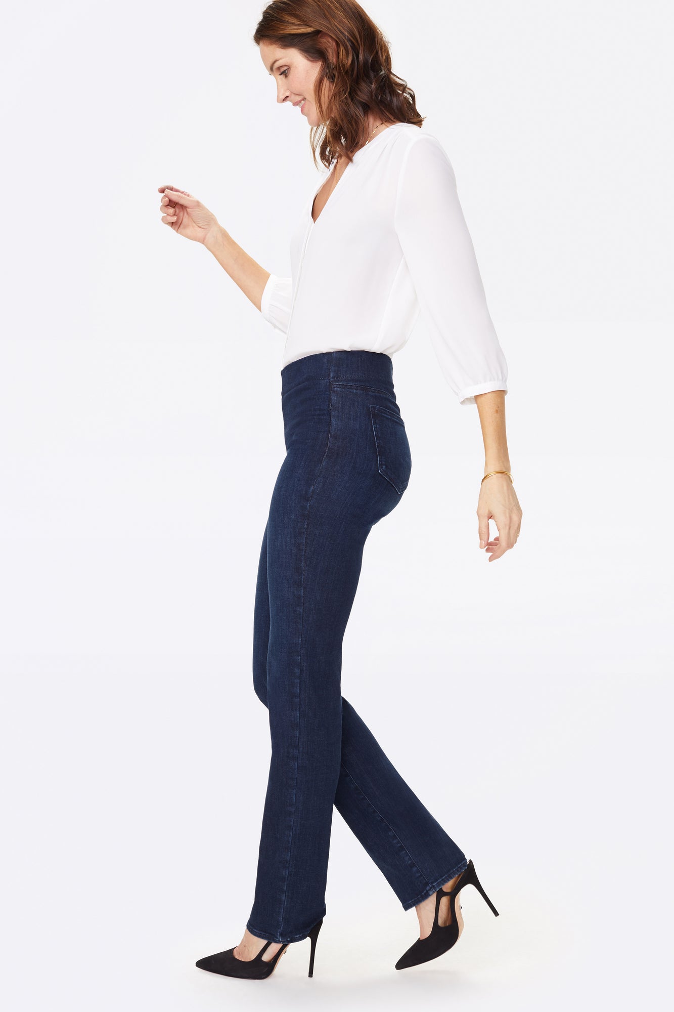 NYDJ Marilyn Straight Pull-On Jeans  - Clean Denslowe