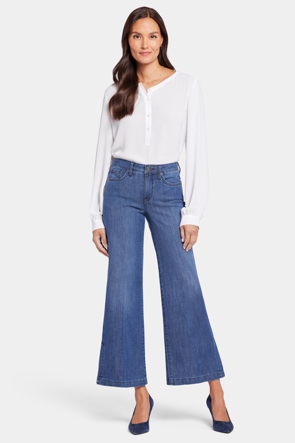 NYDJ Teresa Wide Leg Ankle Jeans With Side Plackets - Elegance