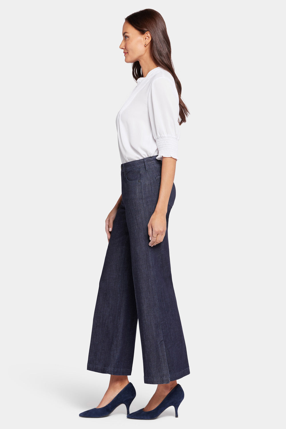 NYDJ Teresa Wide Leg Ankle Jeans With Side Plackets - Lightweight Rinse