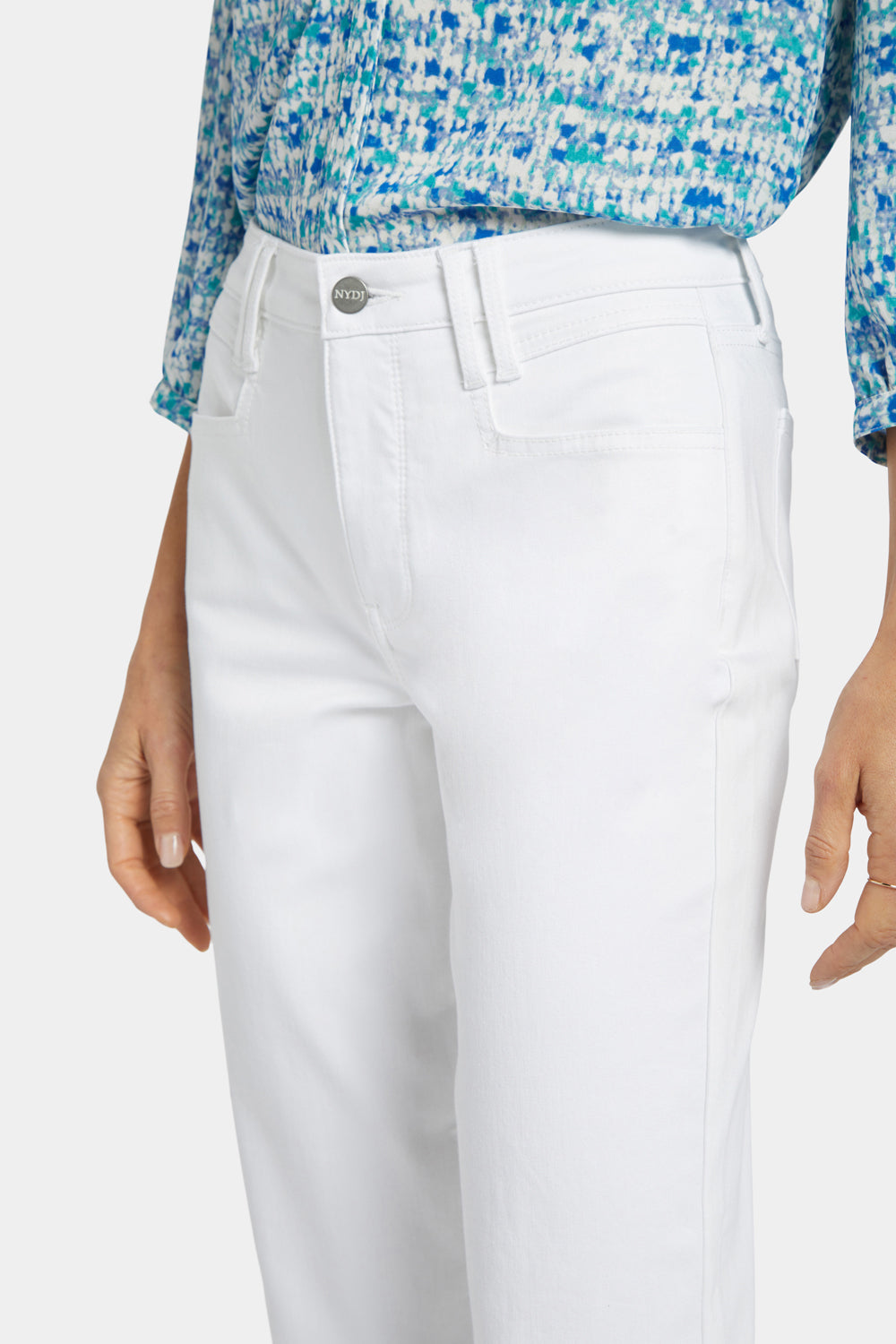 NYDJ Bailey Relaxed Straight Ankle Jeans With High Rise And Square Pockets - Optic White
