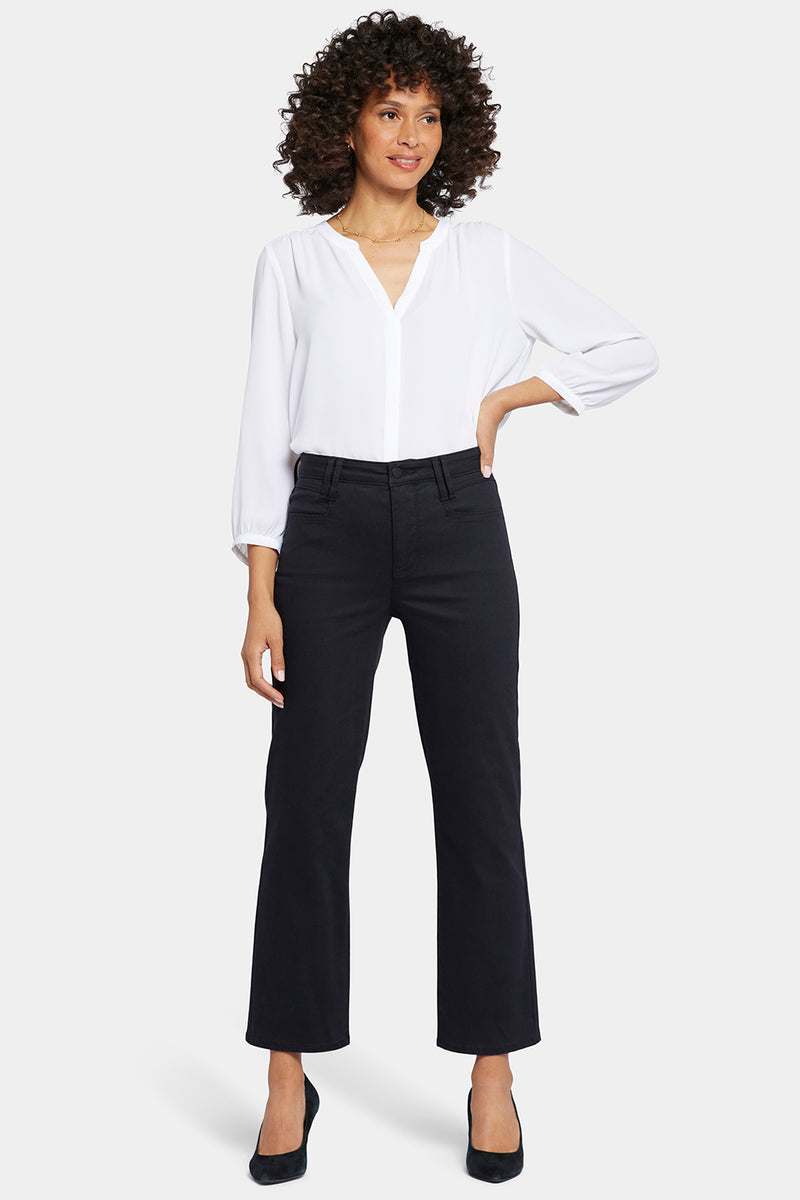 Bailey Relaxed Straight Ankle Jeans With High Rise And Square Pockets - Black  Black