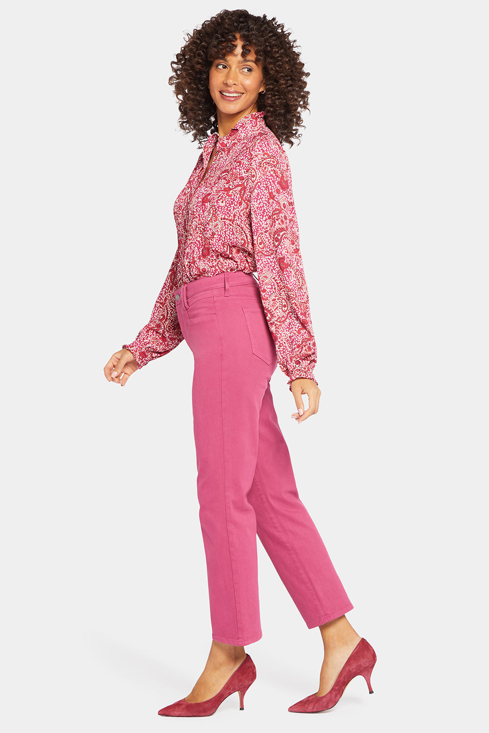NYDJ Bailey Relaxed Straight Ankle Jeans With High Rise And Square Pockets - Turning Pink