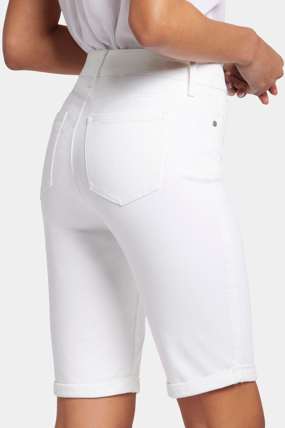 NYDJ Briella 11 Inch Denim Shorts With Roll Cuffs - Optic White