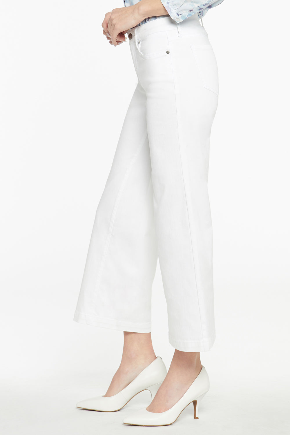 Teresa Wide Leg Ankle Jeans With Contoured Inseams - Optic White White ...