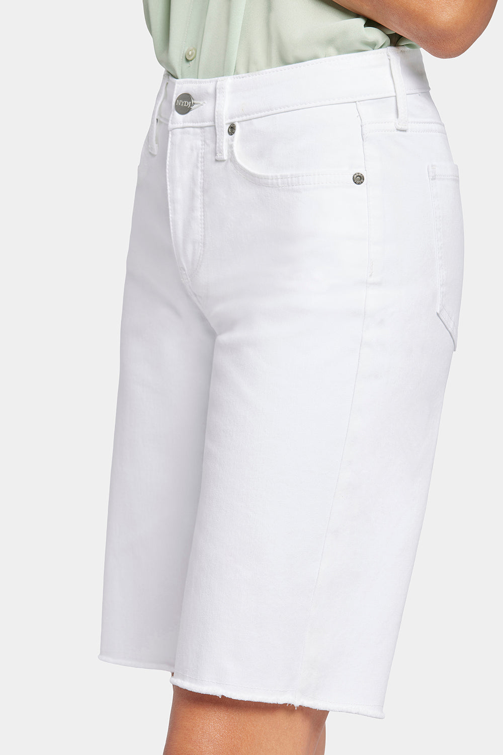 NYDJ Boyfriend Denim Shorts With Frayed Hems - Optic White