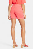 NYDJ Frankie Relaxed Denim Shorts With Wide Waistband And Square Pockets - Red Fox