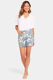NYDJ Frankie Relaxed Denim Shorts With Wide Waistband And Square Pockets - Green Island