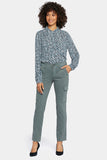 NYDJ Sheri Slim Jeans With Cargo Pockets - Sage Leaf