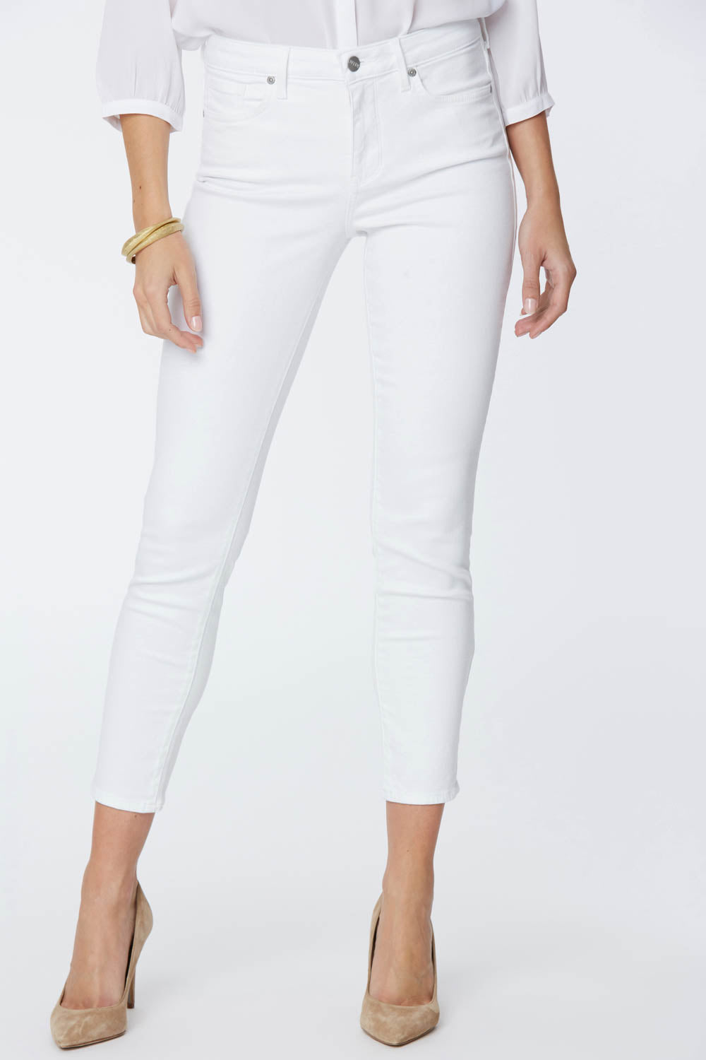 NYDJ Alina Skinny Ankle Jeans With Clean Hem - Optic White