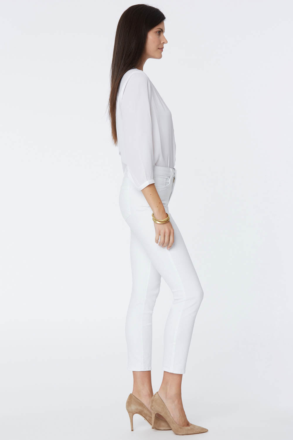 NYDJ Alina Skinny Ankle Jeans With Clean Hem - Optic White