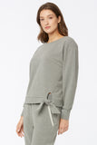 NYDJ Tie Front Sweatshirt Forever Comfort™ Collection - Light Heather Grey