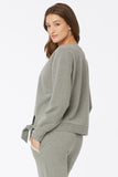 NYDJ Tie Front Sweatshirt Forever Comfort™ Collection - Light Heather Grey