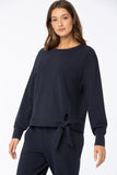 NYDJ Tie Front Sweatshirt Forever Comfort™ Collection - Oxford Navy