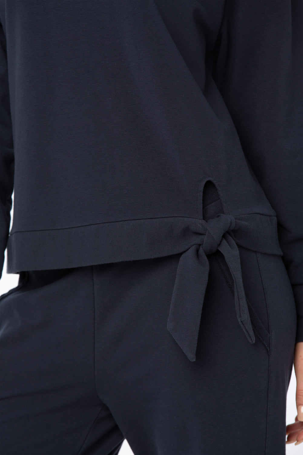 NYDJ Tie Front Sweatshirt Forever Comfort™ Collection - Oxford Navy