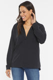 NYDJ Lace Trimmed Pullover Hoodie Forever Comfort™ Collection - Black