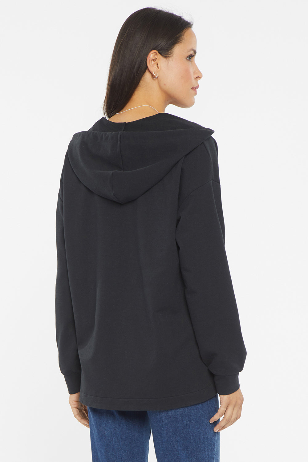 NYDJ Lace Trimmed Pullover Hoodie Forever Comfort™ Collection - Black