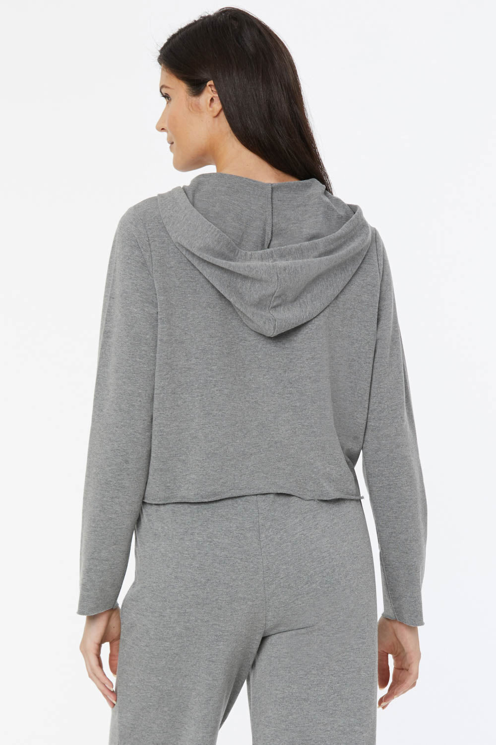 NYDJ Cropped Pullover Hoodie Forever Comfort™ Collection - Light Heather Grey