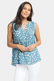 NYDJ Sleeveless Pintuck Blouse  - Forget Me Nots