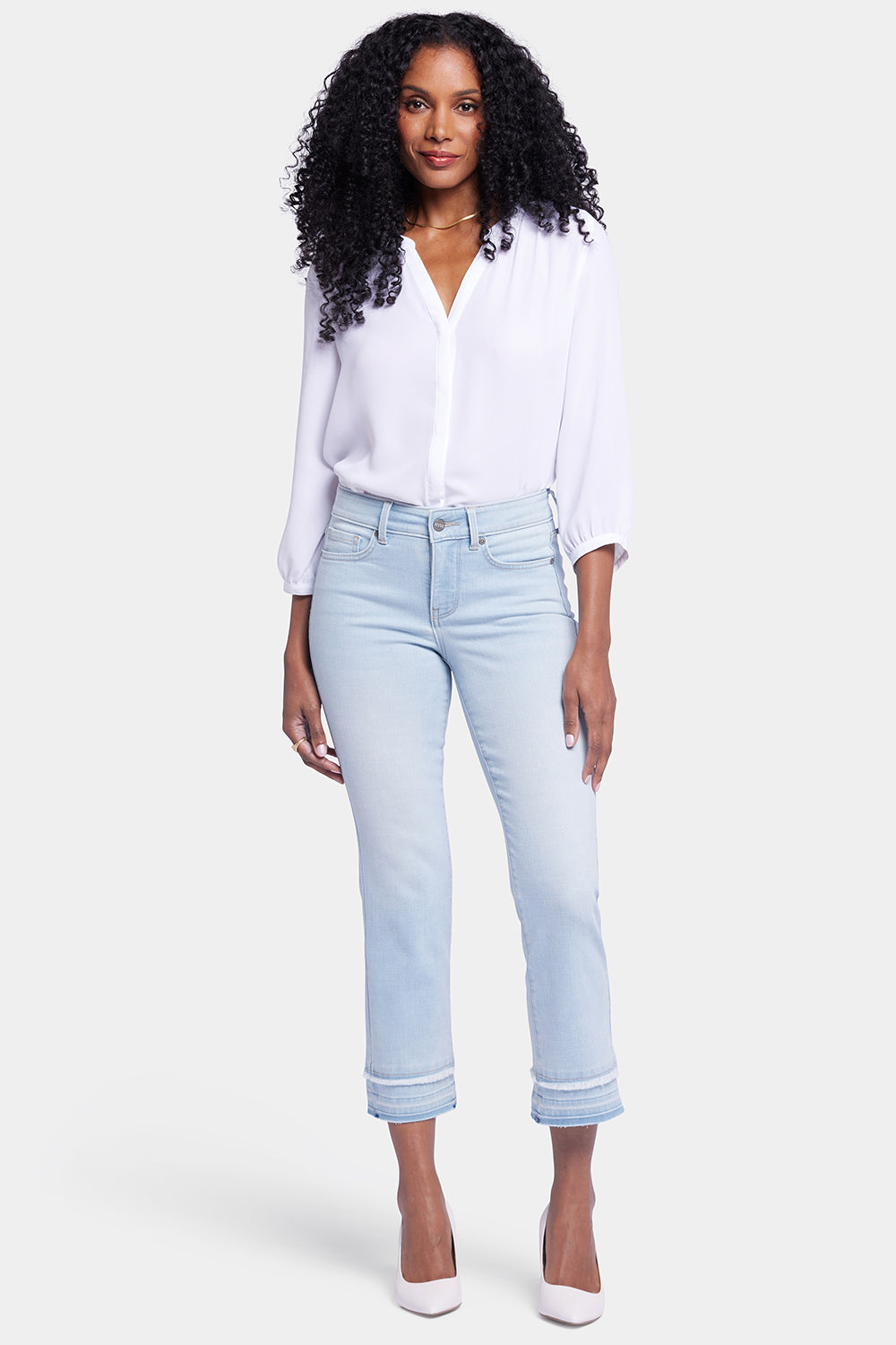 NYDJ Marilyn Straight Ankle Jeans With Attached Released Hems - Brightside