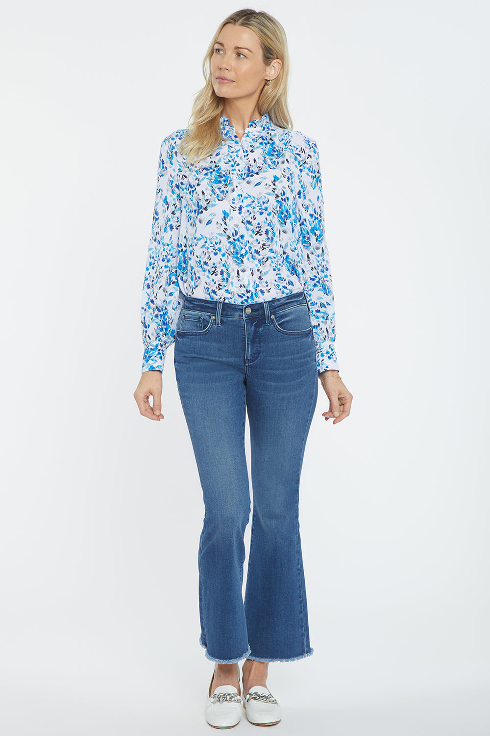 NYDJ Ava Flared Ankle Jeans With Frayed Hems - Foundry