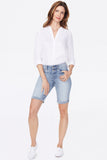 NYDJ Briella 11 Inch Denim Shorts With Double-Button Waistband And Roll Cuffs - Biscayne