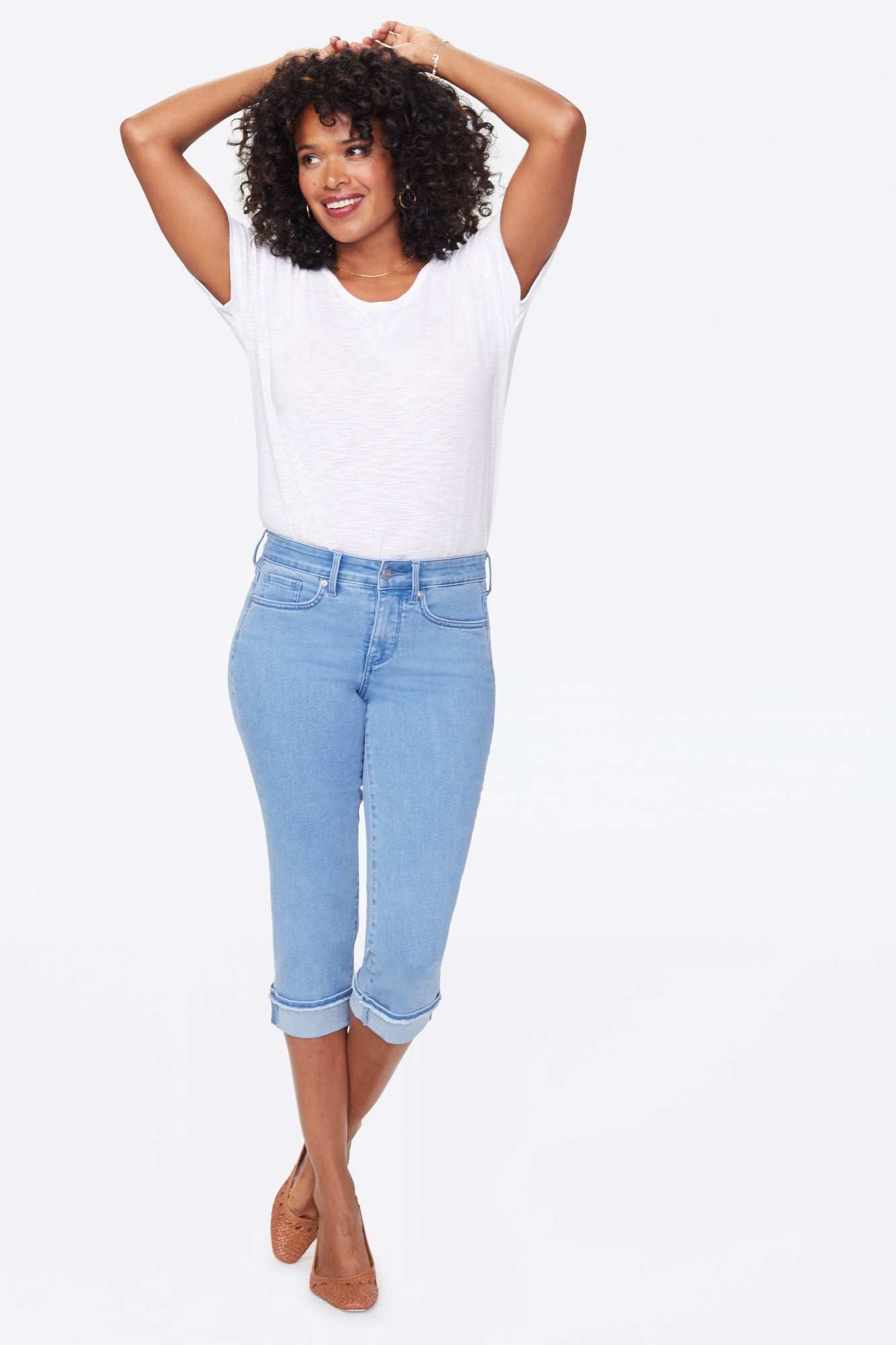 NYDJ Marilyn Straight Crop Jeans With Frayed Cuffs - Belle Isle