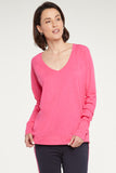 NYDJ Long Sleeved V-Neck Tee Forever Comfort™ Collection - Pink Peony