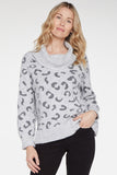 NYDJ Leopard Turtleneck Sweater  - Silver Cloud