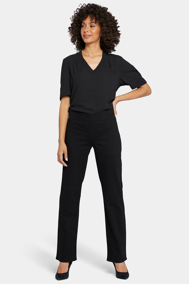 NYDJ Bailey Relaxed Straight Pull-On Jeans  - Black Rinse
