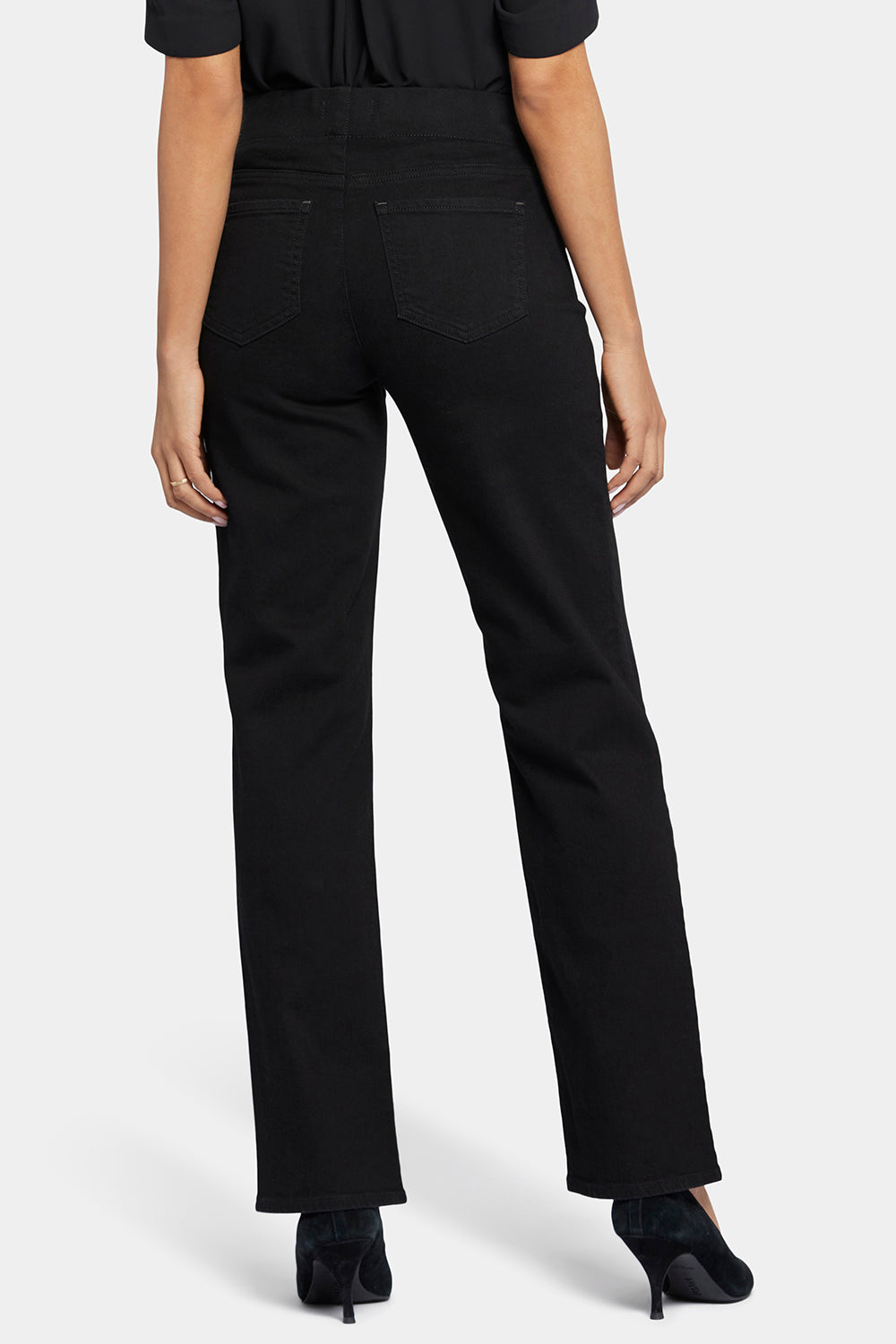 NYDJ Bailey Relaxed Straight Pull-On Jeans  - Black Rinse