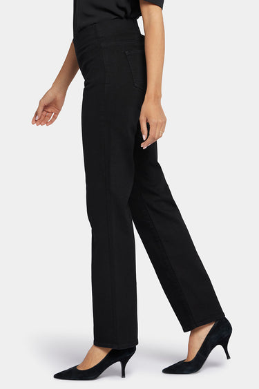 NYDJ Bailey Relaxed Straight Pull-On Jeans  - Black Rinse