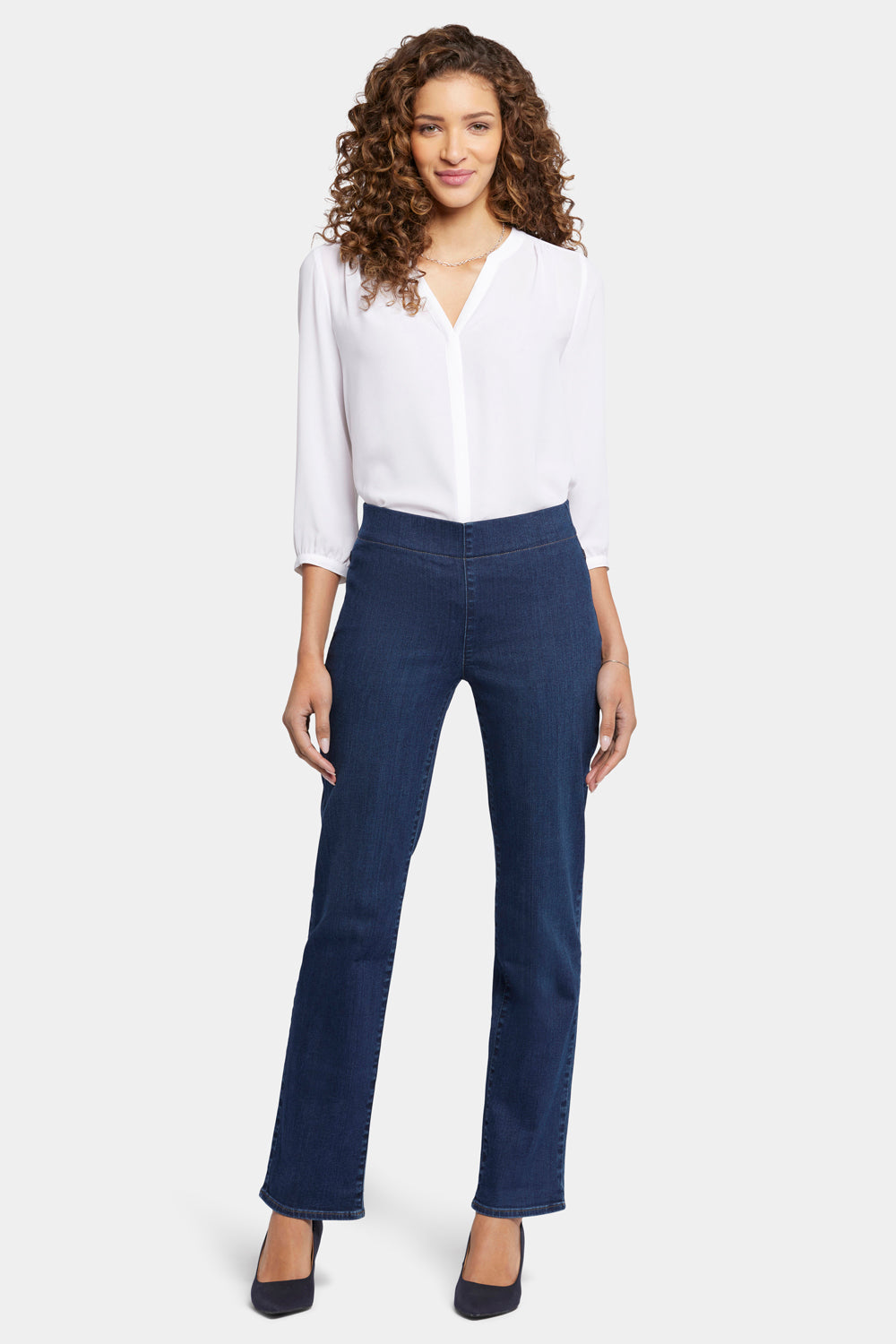 NYDJ Bailey Relaxed Straight Pull-On Jeans  - Palace