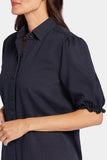 NYDJ Smocked Sleeve Denim Shirt  - Overdye Black