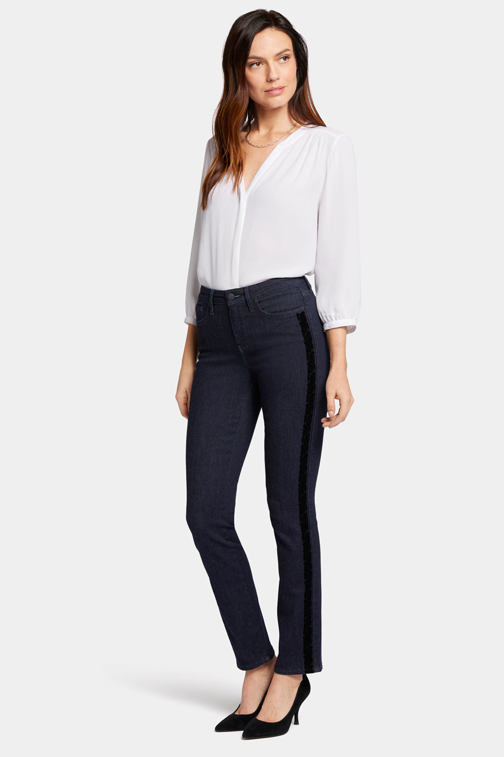 NYDJ Sheri Slim Jeans With Side Seam Flocking - Rinse