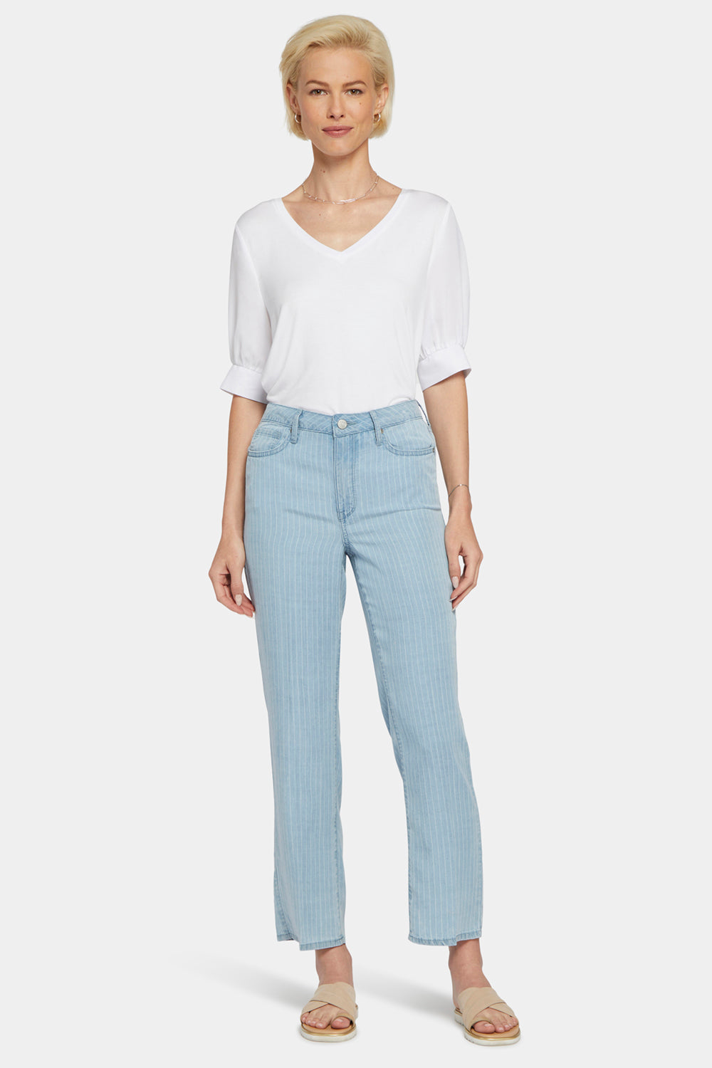 NYDJ Relaxed Straight Ankle Jeans  - Summerville Stripes