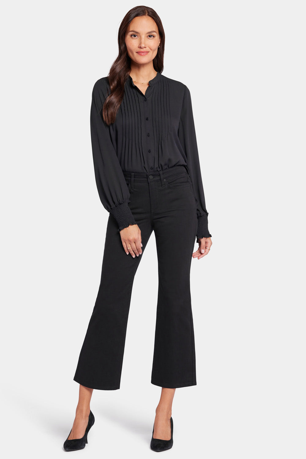 NYDJ Relaxed Flared Jeans In Stretch Sateen - Black Pearl
