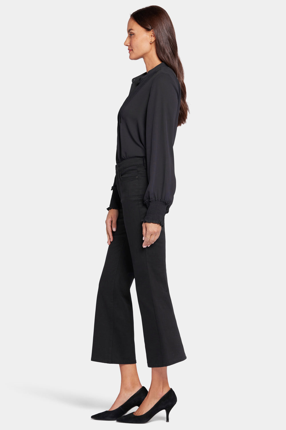 NYDJ Relaxed Flared Jeans In Stretch Sateen - Black Pearl