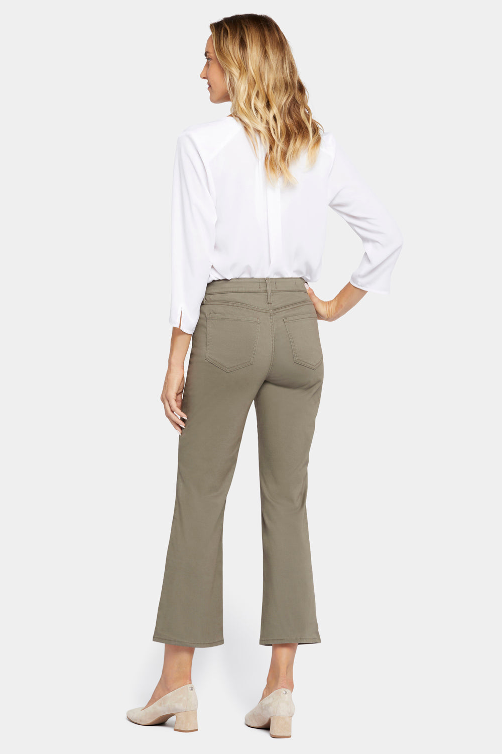 NYDJ Relaxed Flared Jeans In Stretch Sateen - Ripe Olive