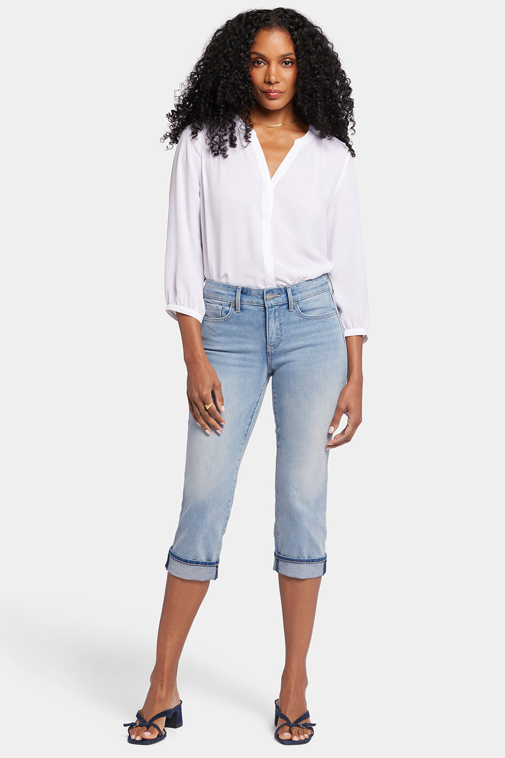 NYDJ Marilyn Straight Crop Jeans With Cuffs - Afterglow