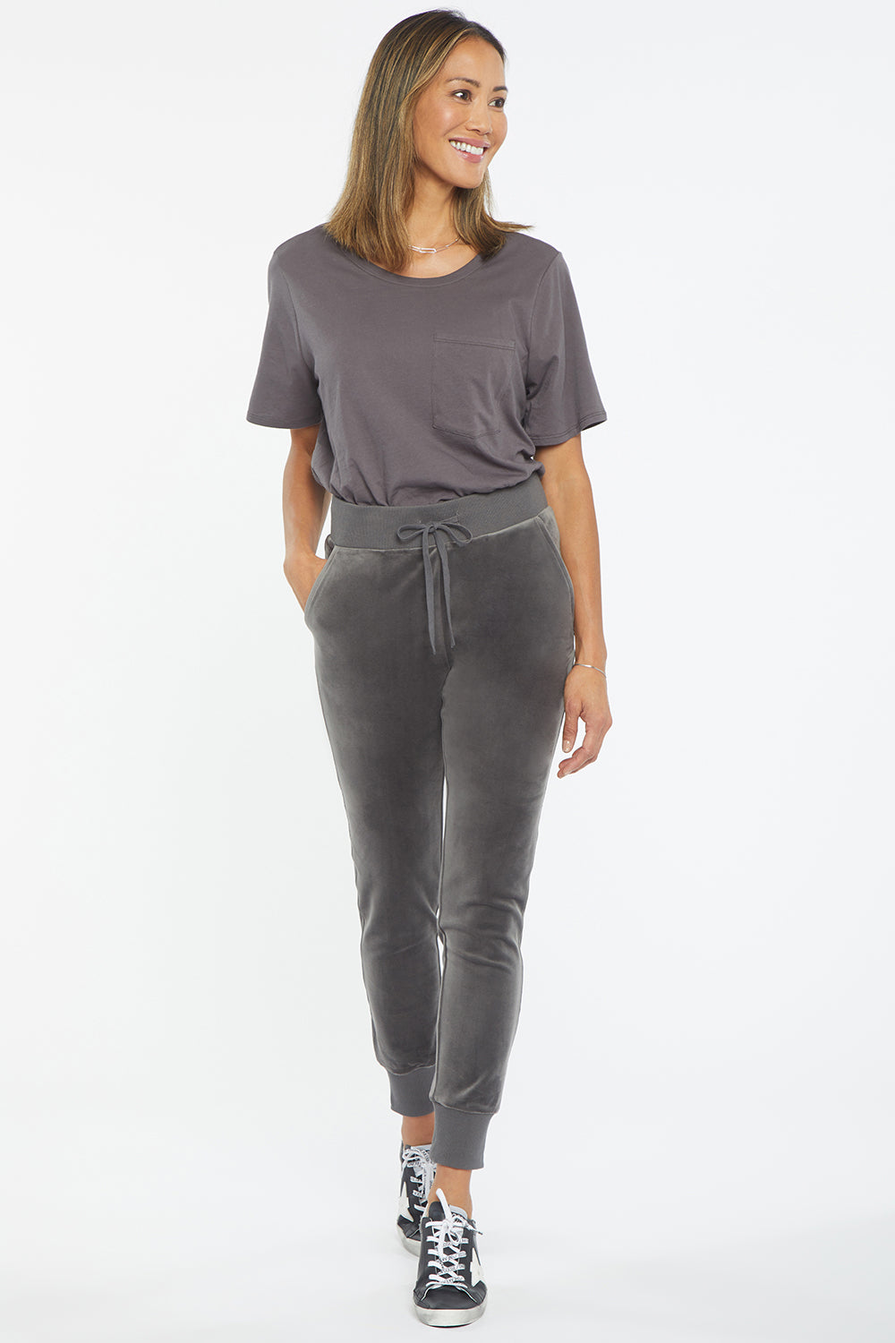 NYDJ Velour Drawstring Jogger Pants Forever Comfort™ Collection - Dovetail