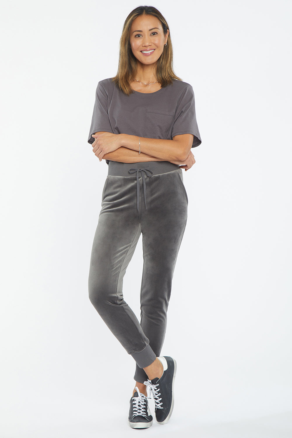 NYDJ Velour Drawstring Jogger Pants Forever Comfort™ Collection - Dovetail