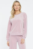 NYDJ Velour Basic Sweatshirt Forever Comfort™ Collection - Dawn Pink