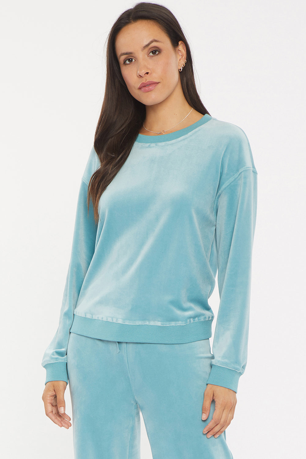 NYDJ Velour Basic Sweatshirt Forever Comfort™ Collection - Dutch Blue