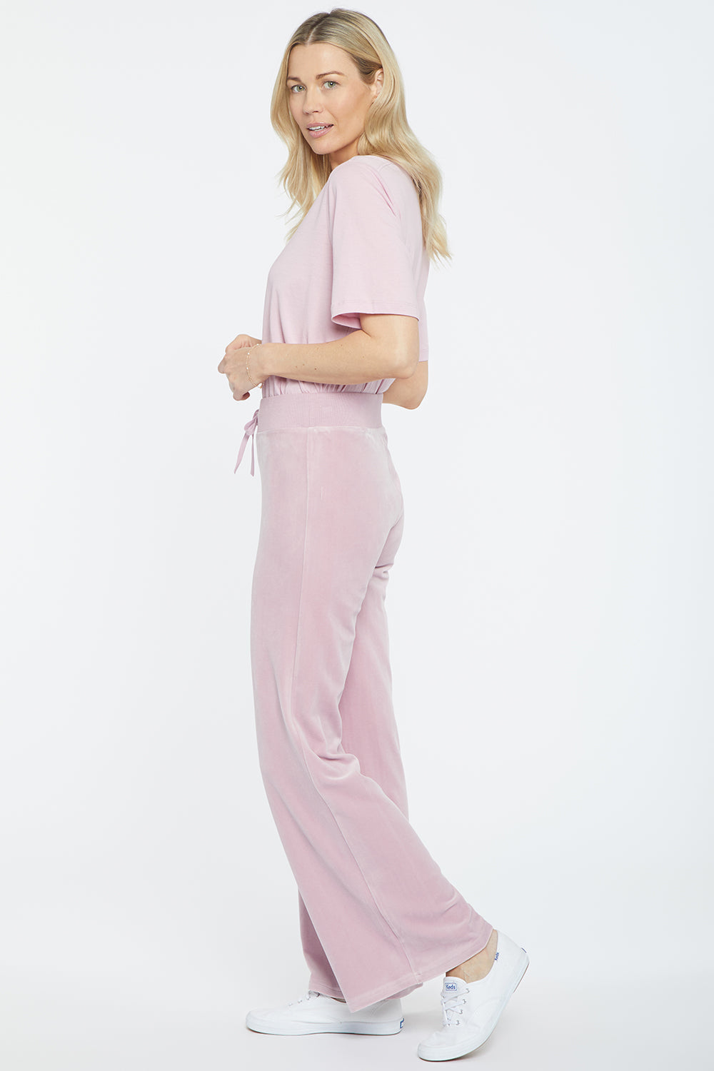 NYDJ Velour Drawstring Wide Leg Pants Forever Comfort™ Collection - Dawn Pink